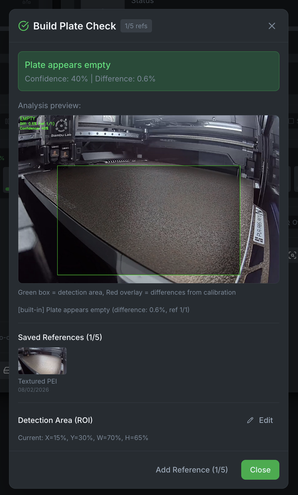 Bambuddy Build Plate Detection - Camera-based empty plate verification