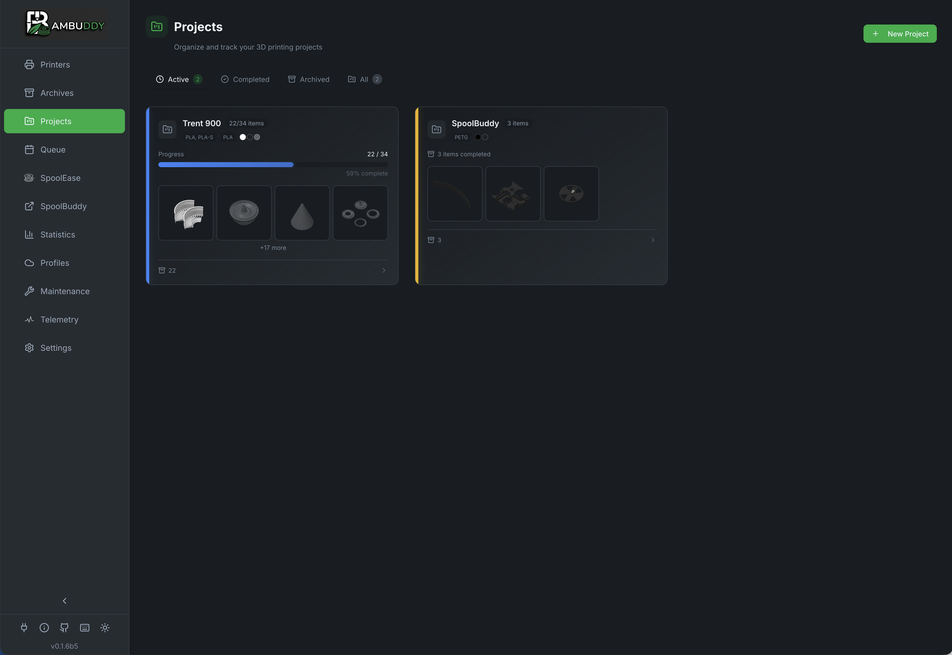Bambuddy Projects - Organize prints into projects
